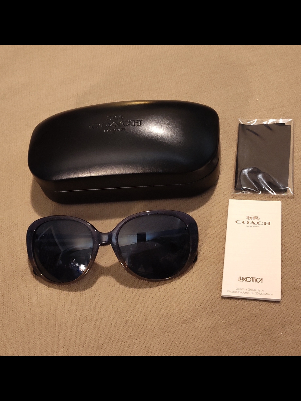 COACH Women's Denim Taupe Glitter, Gradient Blue Lenses- HC8215/L1651